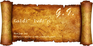 Galó Iván névjegykártya