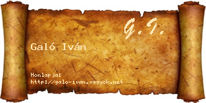 Galó Iván névjegykártya